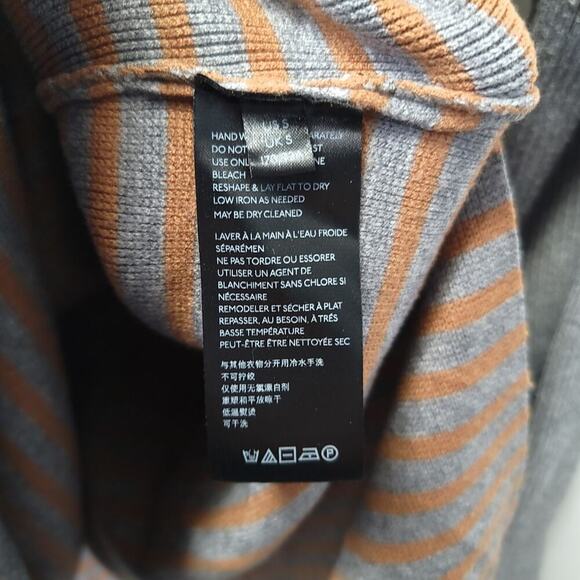 Anthropologie Elise Ribbed Tunic Size Small Gray Orange Stripe Off-the-Shoulder - Picture 7 of 9